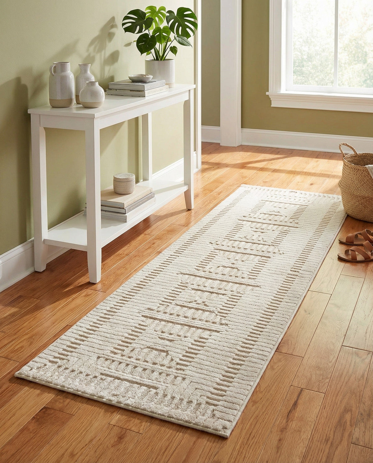 Haven Tapestry Collection Area Rug -  TranquilGlade Runner Ivory White  lifestyle 48