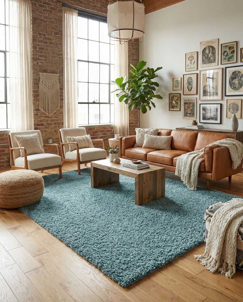 Plush Oasis Collection Area Rug - Serenity (Light Slate Blue) Rectangle Light Slate Blue  lifestyle 31