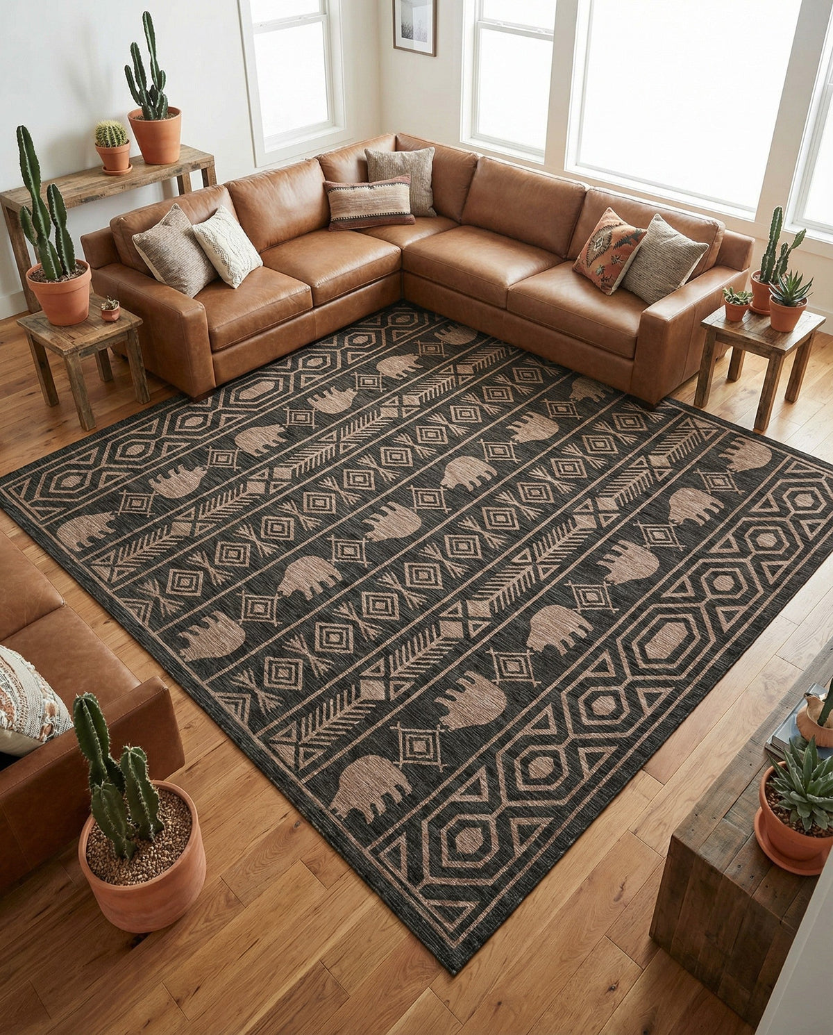 Mesa Oasis Rugs Collection Area Rug - Sundown Square Black  lifestyle 109