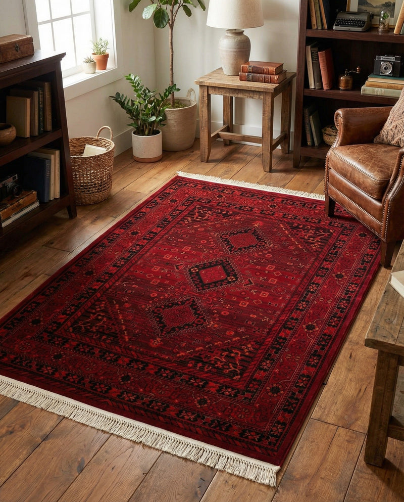Samarkand Elegance Collection Area Rug -  Zarafshan Rectangle Red  lifestyle 17