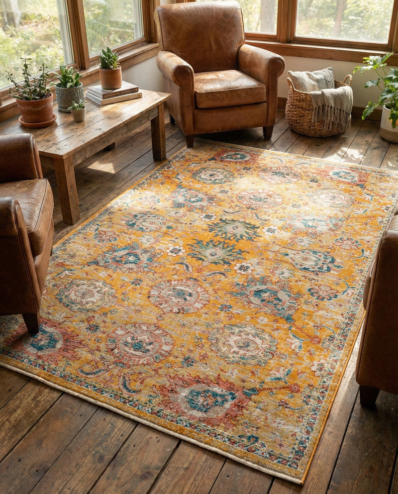 Seville Stripes Collection Area Rug -  Cordoba (Yellow) Rectangle Yellow  lifestyle 17