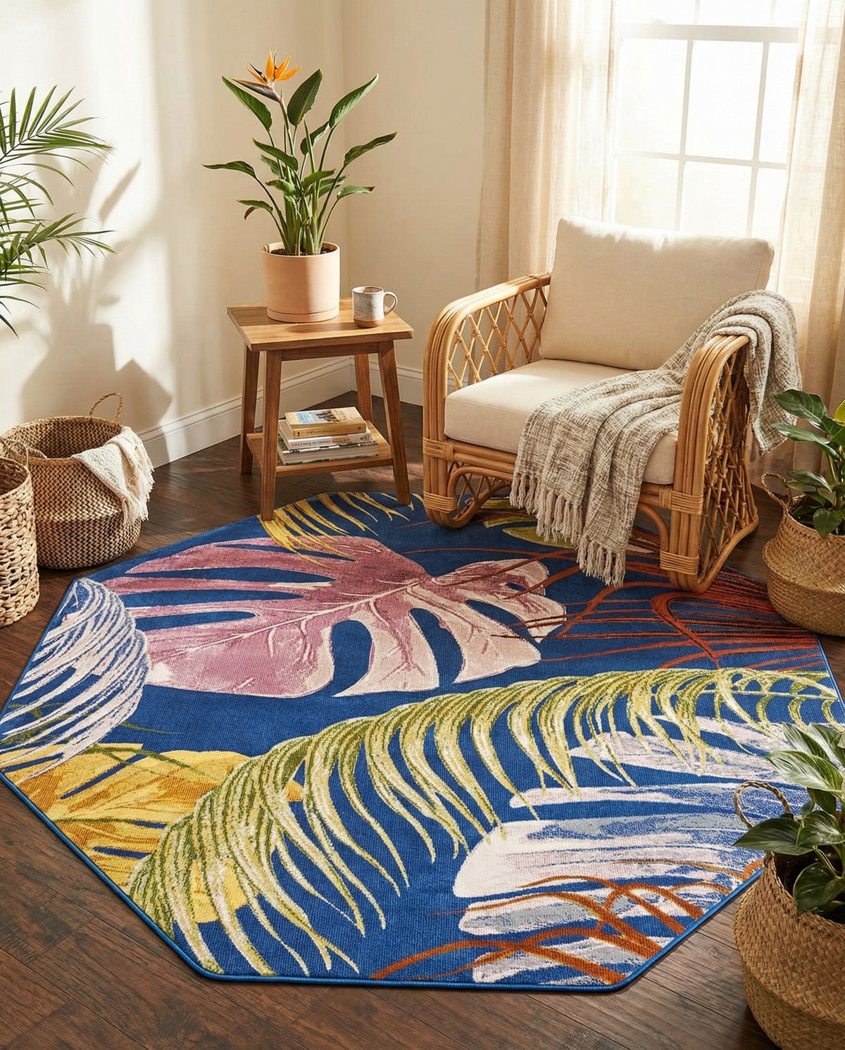 Meadow Breeze Collection Area Rug -  Clover Octagon Multi  lifestyle 77