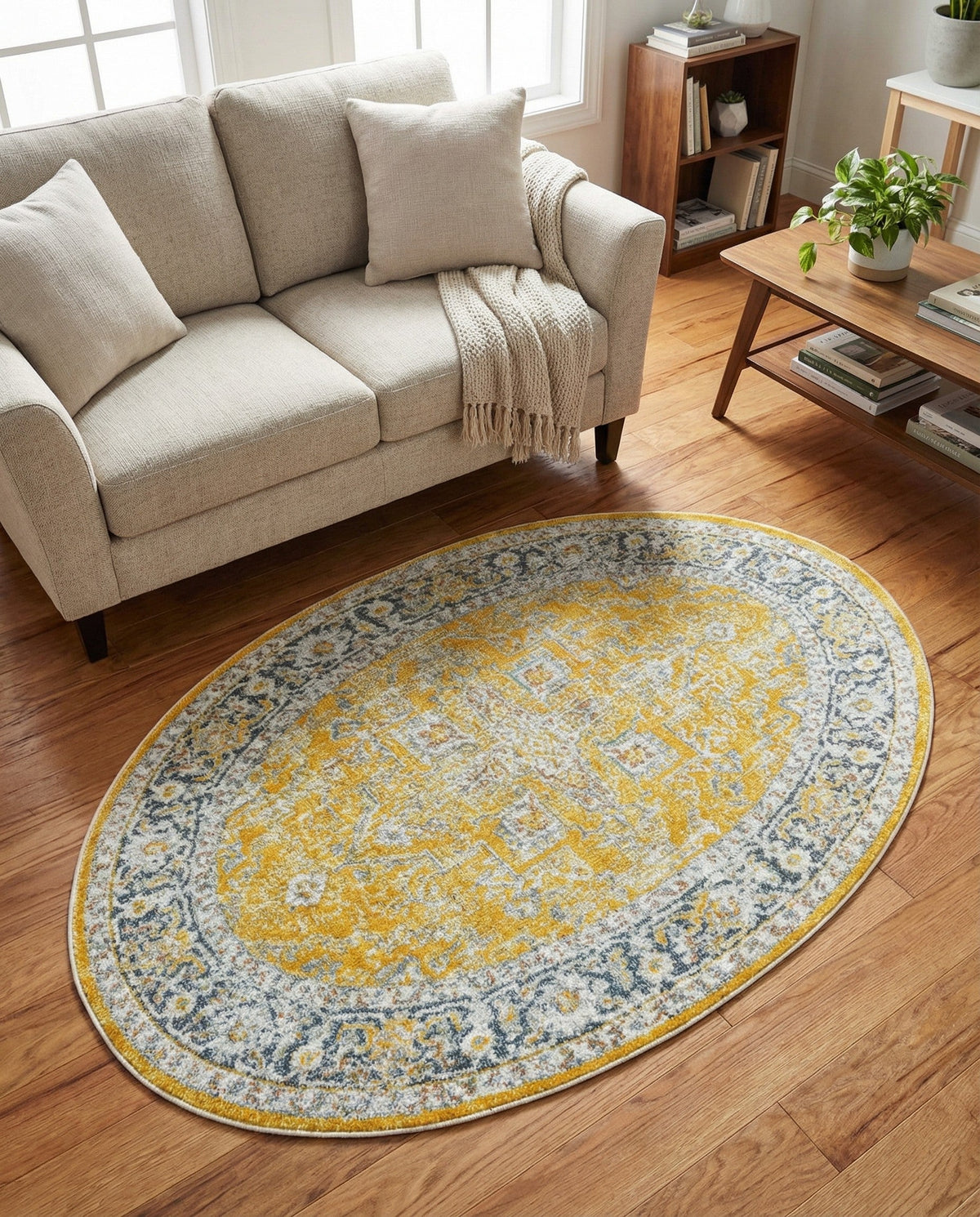 Caribbean Breeze Collection Area Rug -  Andros Oval Yellow  lifestyle 83
