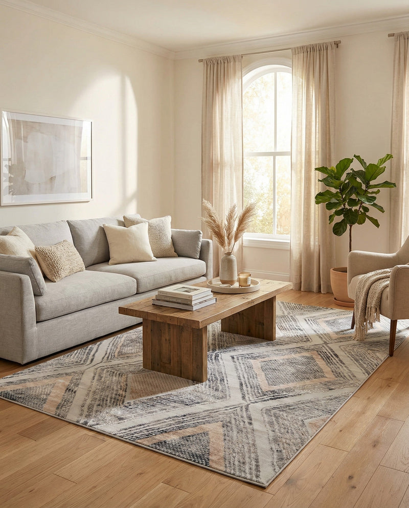 Aegean Elegance Collection Area Rug -  Rhodes Rectangle Gray Cream  lifestyle 24