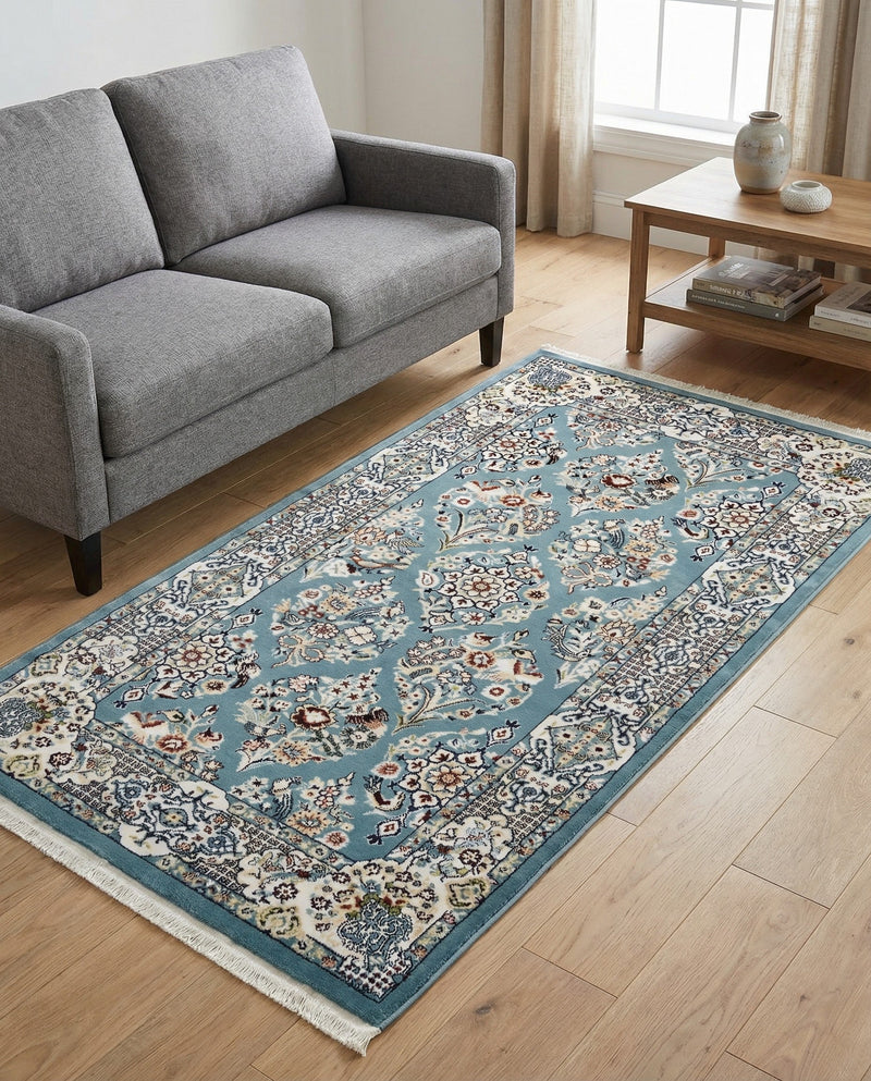 Persian Elegance Collection Area Rug -  Yazd Rectangle Blue  lifestyle 15