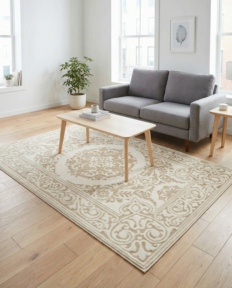 Sanctuary Retreat Collection Area Rug -  Enclave Rectangle Snow White  lifestyle 29