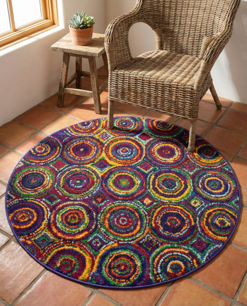 Caribbean Cove Collection Area Rug -  Vincent Round Multi  lifestyle 26