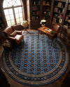 Samarkand Elegance Collection Area Rug -  Margilan (Blue) Round Blue  lifestyle 58