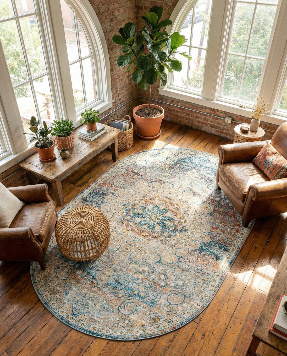 Coastal Haven Collection Area Rug - Seabreeze (Multi) Oval Multi  lifestyle 95