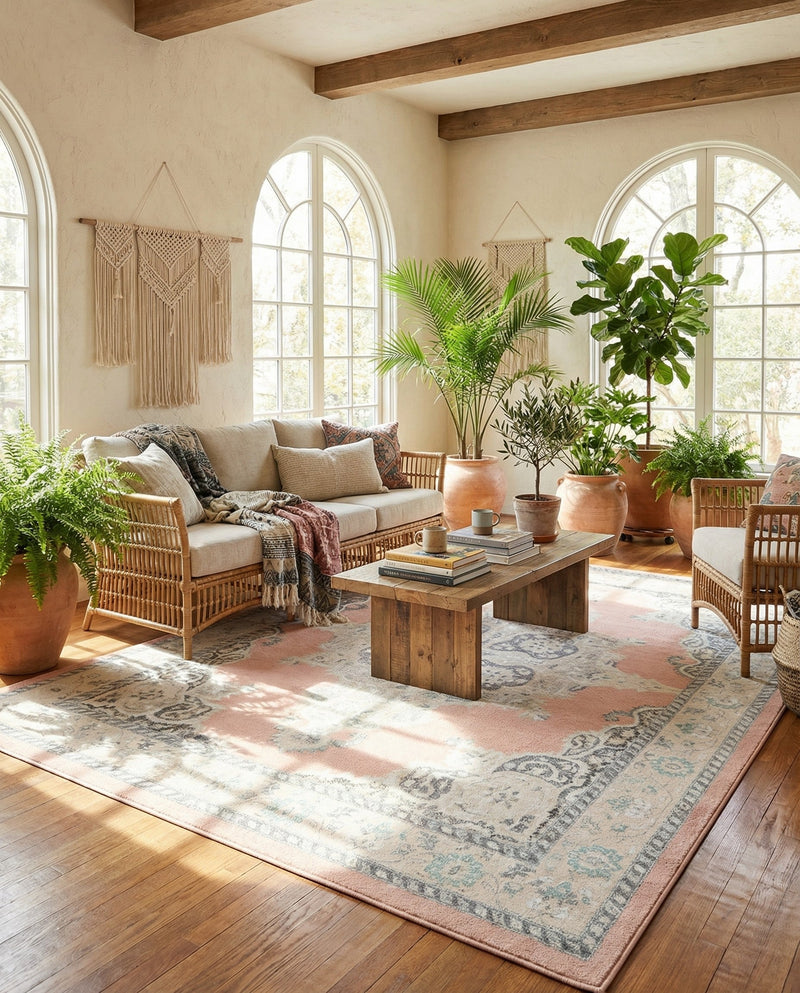 Beverly Grove Collection Area Rug -  Fairfax (Rose) Rectangle Rose  lifestyle 24