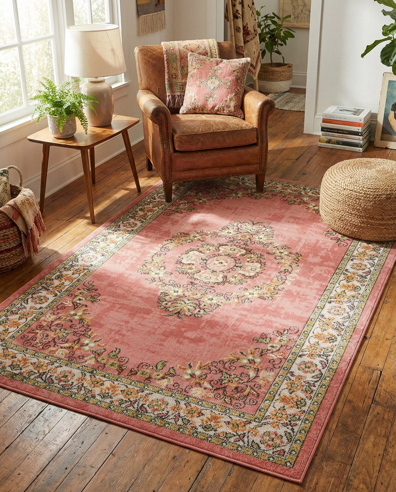 Geneva Terrace Collection Area Rug -  Yverdon Rectangle Rose  lifestyle 50