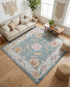 Arcadia Rugs Collection Area Rug - Eden (Gray and Blue) Square Gray and Blue  lifestyle 77