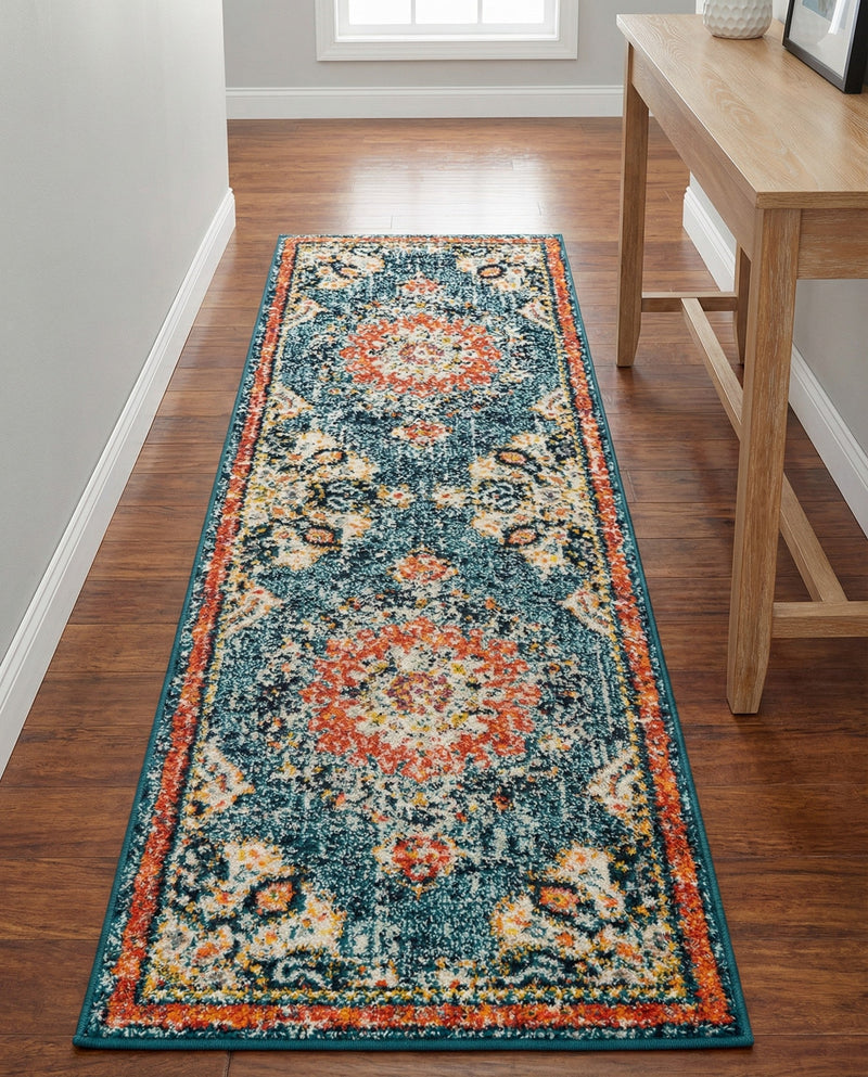Brighton Terrace Collection Area Rug - Hove (Blue) Runner Blue  lifestyle 45