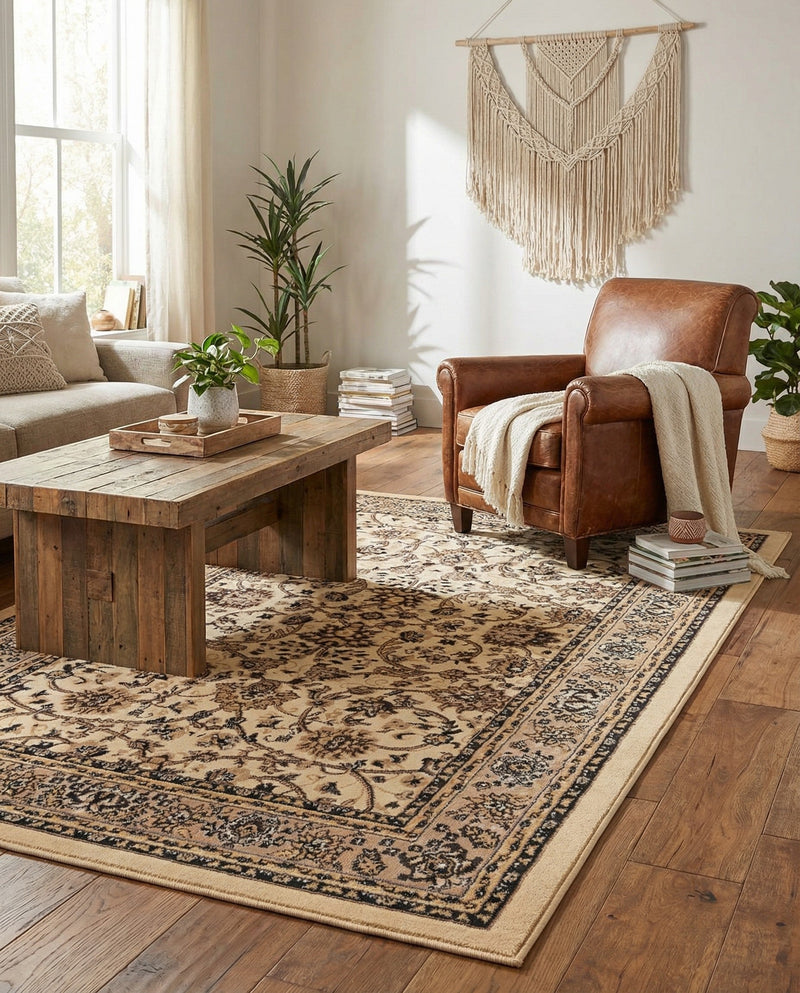 Isfahan Elegance Collection Area Rug - Naghsh-e Jahan (Ivory) Rectangle Ivory  lifestyle 29