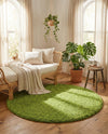 Plush Oasis Collection Area Rug - Serenity (Grass Green) Round Grass Green  lifestyle 84