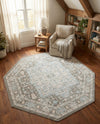 Savannah Series Collection Area Rug - Charleston (Cloud Gray) Octagon Cloud Gray  lifestyle 49