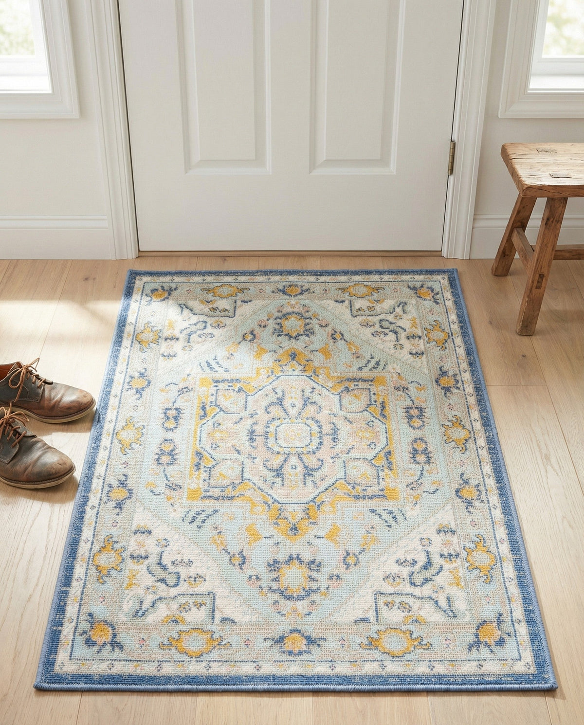 Savannah Series Collection Area Rug - Charleston (Sky blue) Rectangle Sky blue  lifestyle 17