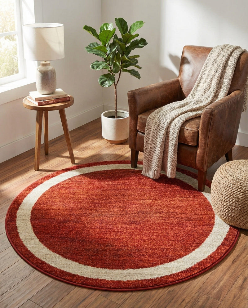 Studio Haven Collection Area Rug -  Alcove (Terracotta) Round Terracotta  lifestyle 54