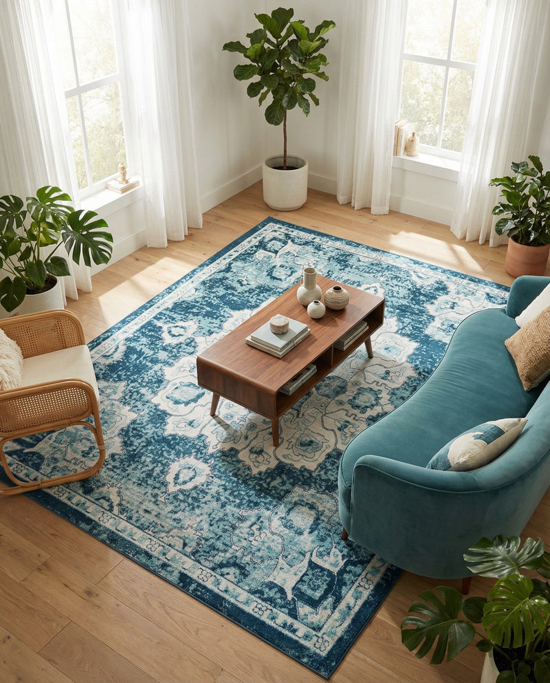 Beverly Grove Collection Area Rug - Melrose (Navy Blue) Rectangle Navy Blue  lifestyle 11