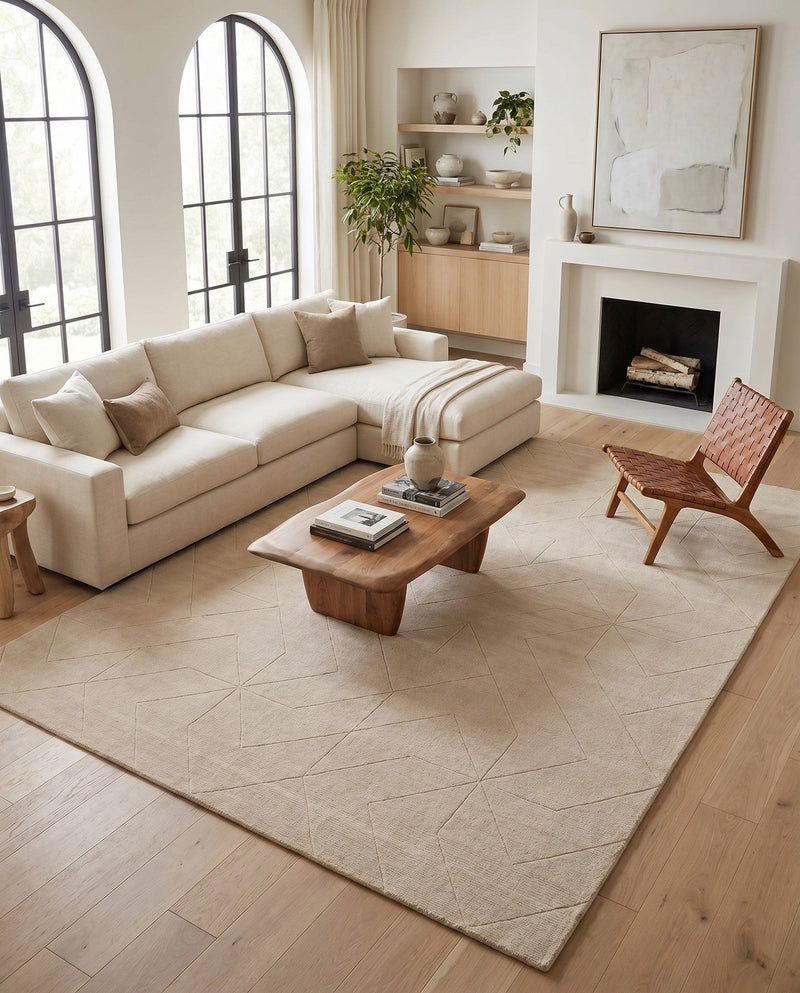 Nordic Loom Geometric Collection Area Rug - Oslo Rectangle Pearl Ivory  lifestyle 69