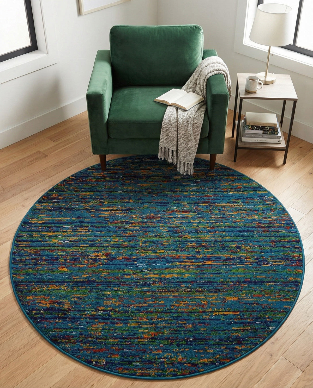 Caribbean Cove Collection Area Rug -  Lucia Round Navy Blue  lifestyle 68