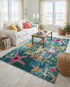 Sorrento Shores Collection Area Rug - Positano Rectangle Navy Blue  lifestyle 25