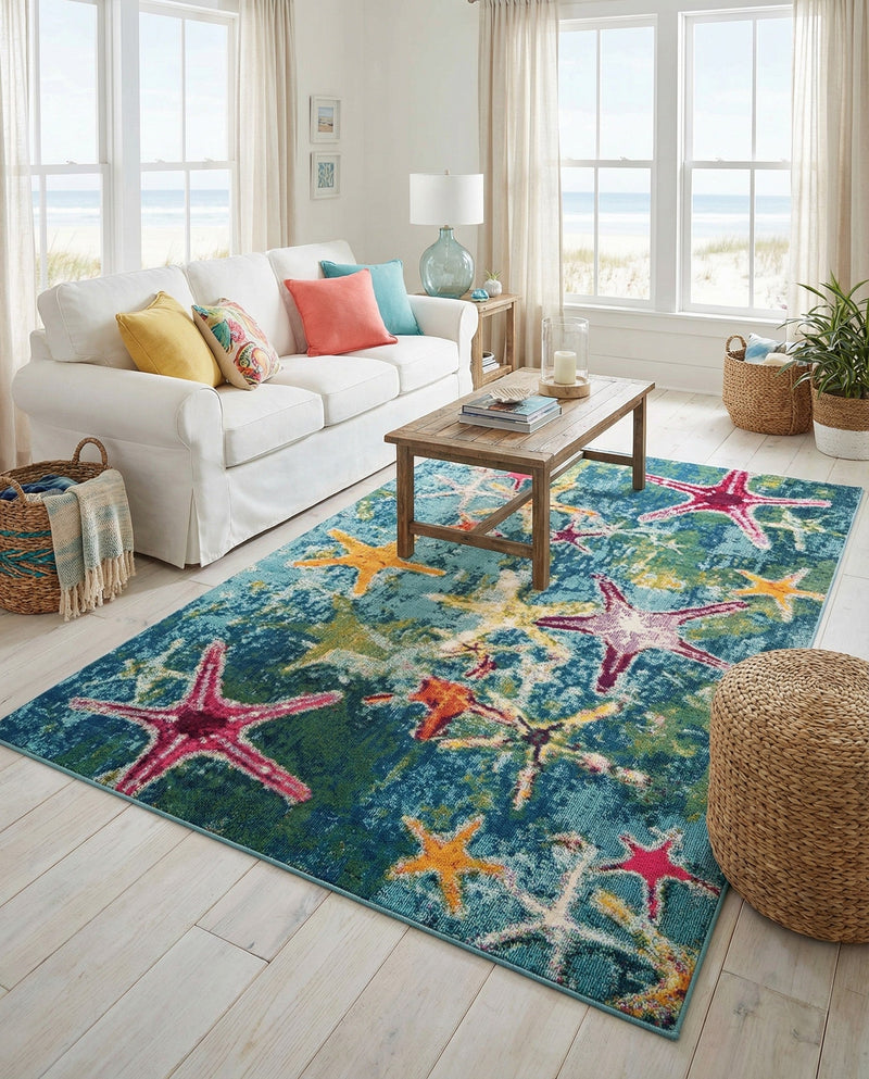 Sorrento Shores Collection Area Rug - Positano Rectangle Navy Blue  lifestyle 25