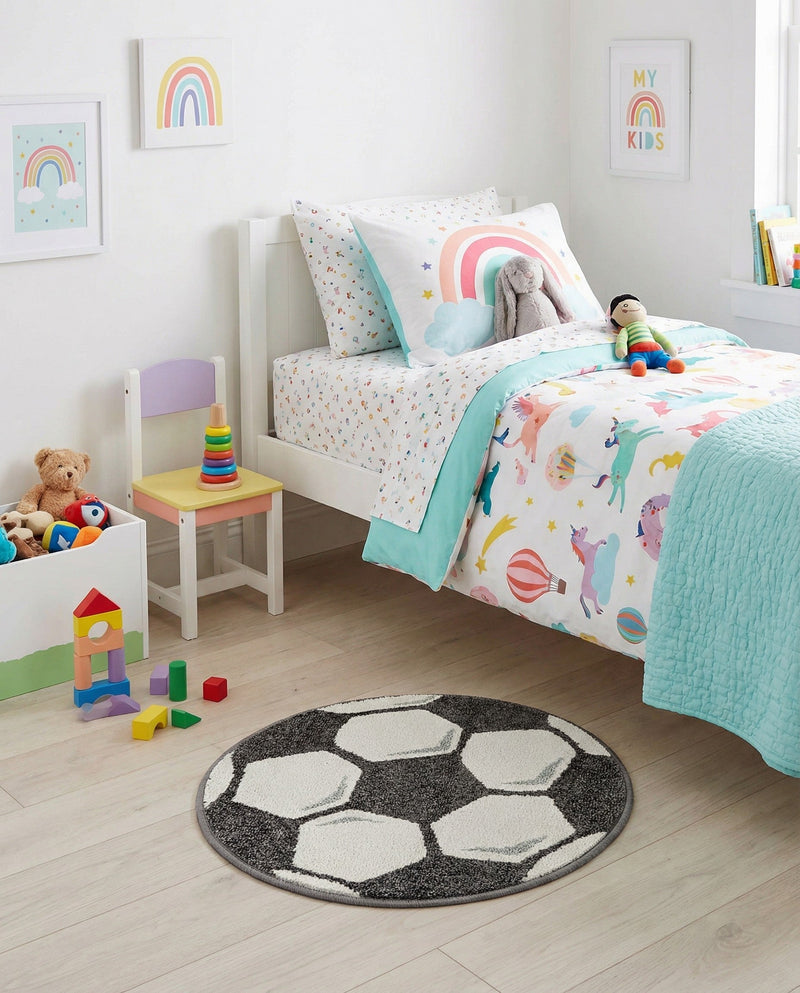 Wonder Tykes Collection Area Rug -  Mirth Round Black and White  lifestyle 16