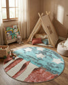 Wonder Tykes Collection Area Rug -  Zany Round Red and Blue  lifestyle 41