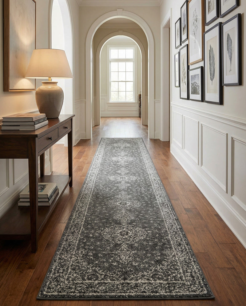 Dover Terrace Collection Area Rug - Marina (Dark Gray) Runner Dark Gray  lifestyle 38