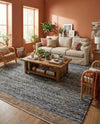 Tulum Trellis Collection Area Rug - Shoreline Rectangle Denim blue  lifestyle 17