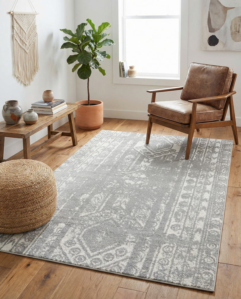 Brighton Stripes Collection Area Rug - Sussex (Gray and Ivory) Rectangle Gray and Ivory  lifestyle 17