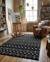 Mediterranean Lattice Collection Area Rug - Santorini (Black and White) Rectangle Black and White  lifestyle 6