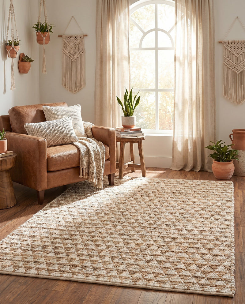 Osian Looms Collection Area Rug - Mumbai Rectangle White  lifestyle 27