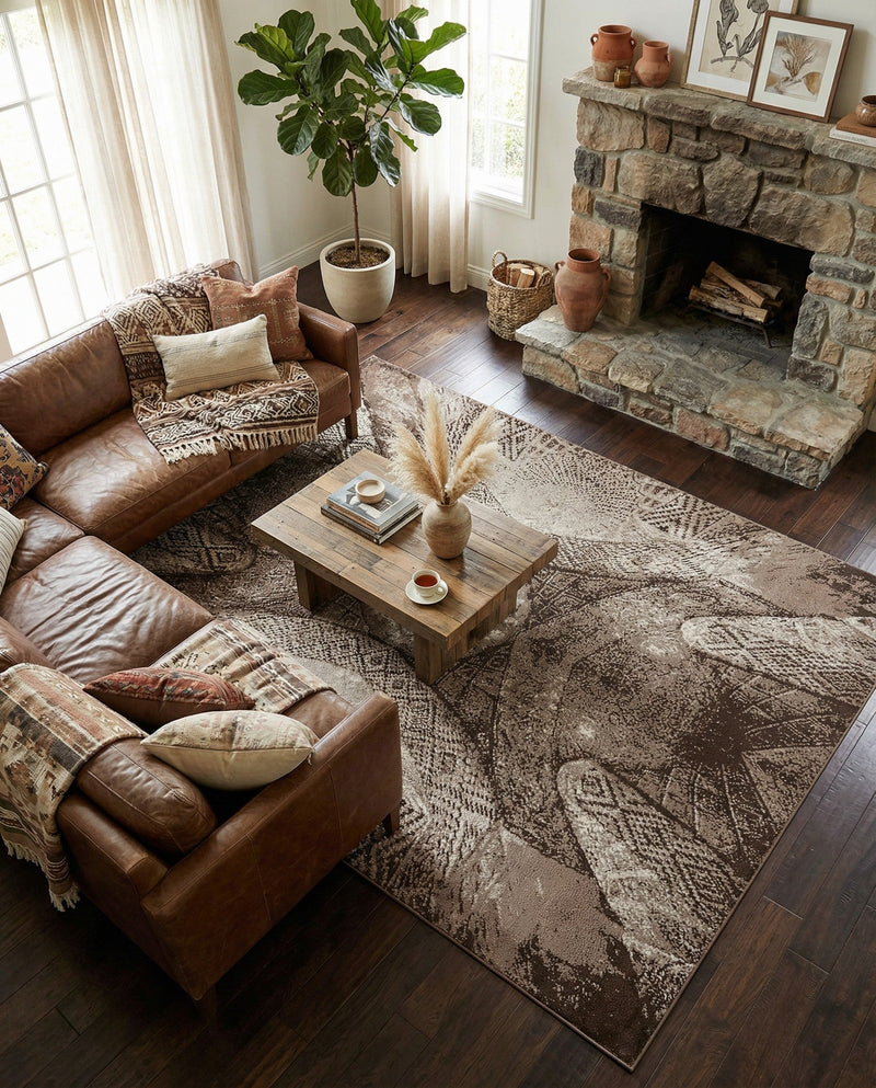 Riviera Elegance Collection Area Rug -  Nice Rectangle Brown  lifestyle 13