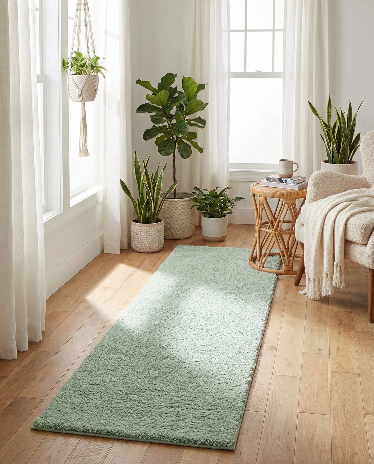 Solid Shag Seaside Collection Area Rug - Azure Cove (Sea Salt Blue) Runner Sea Salt Blue  lifestyle 41