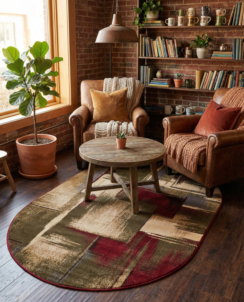 Bistro Lounge Collection Area Rug -  Doppio Oval Multi  lifestyle 86