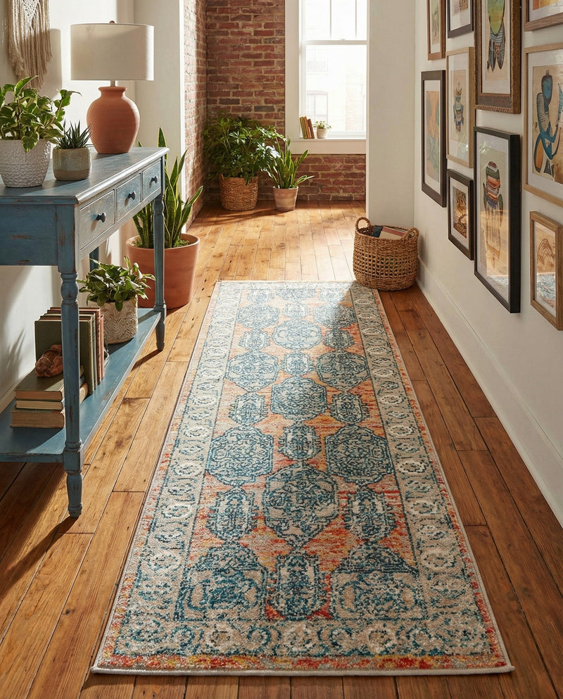 Seville Stripes Collection Area Rug -  Granada (Brick Red) Runner Brick Red  lifestyle 50