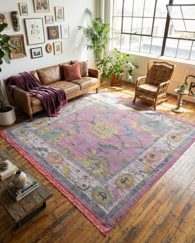 Arcadia Rugs Collection Area Rug - Eden (Pink) Square Pink  lifestyle 57