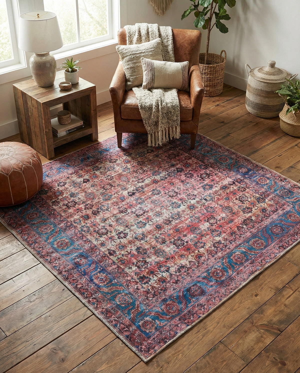 Zahara Oasis Collection Area Rug -  Meknes Square Antique Pink  lifestyle 86