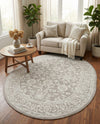 Savannah Elegance Collection Area Rug - Augusta (Light Gray) Oval Light Gray  lifestyle 49