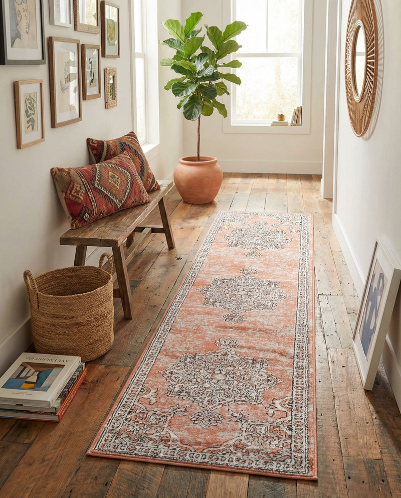 Mykonos Manor Collection Area Rug -  Tinos (Salmon Pink) Runner Salmon Pink  lifestyle 72