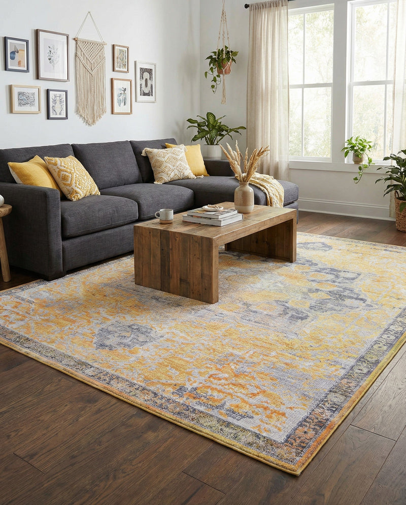 Baroque Era Collection Area Rug - Versailles (Tuscan Yellow) Rectangle Tuscan Yellow  lifestyle 5