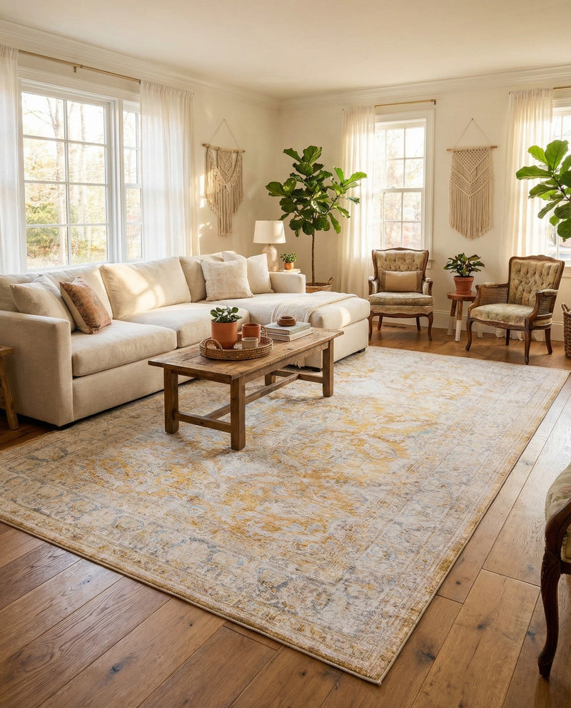 Heritage Elegance Collection Area Rug -  Miramar Rectangle Yellow  lifestyle 14