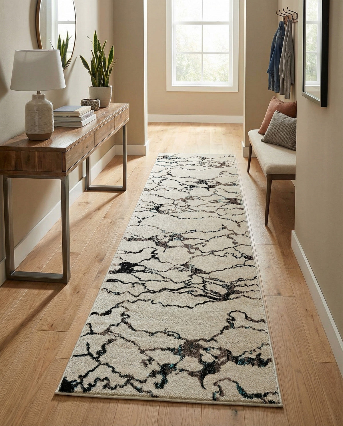 Brighton Terrace Collection Area Rug -  Aldrington Runner Ivory  lifestyle 112