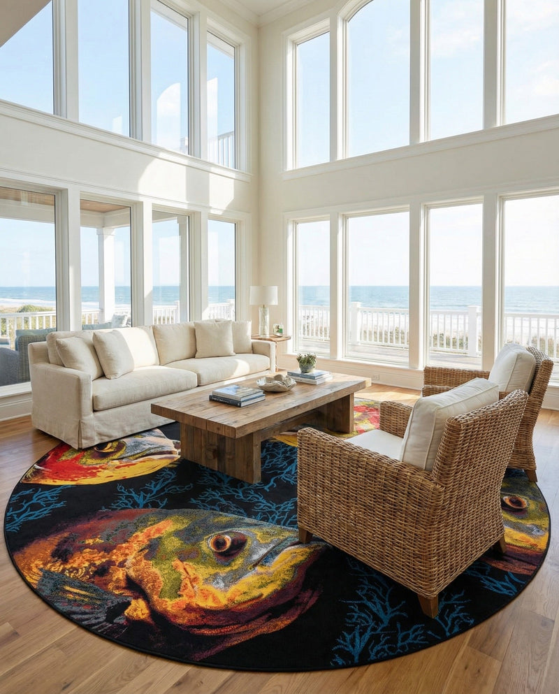 Seaside Haven Rugs Collection Area Rug -  Harbor Round Multi  lifestyle 60