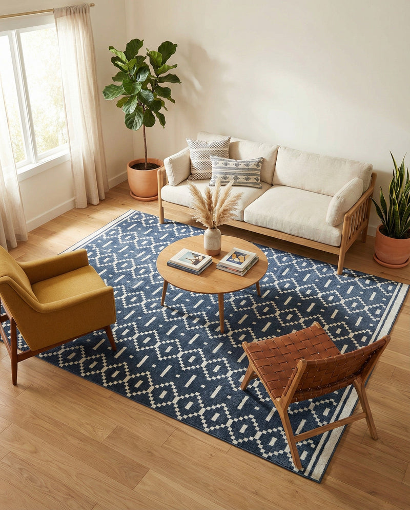 Copenhagen Edge Collection Area Rug -  Tivoli Rectangle Blue  lifestyle 36