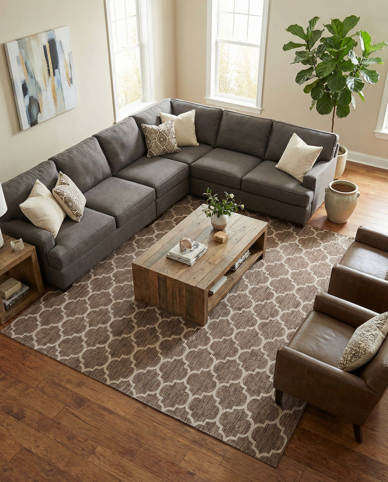 Savannah Pergola Collection Area Rug - Arbor (Brown) Square Brown  lifestyle 52