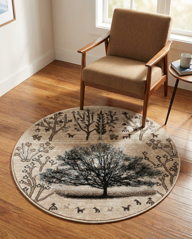 Coastal Haven Collection Area Rug -  Coastline Round Beige  lifestyle 57