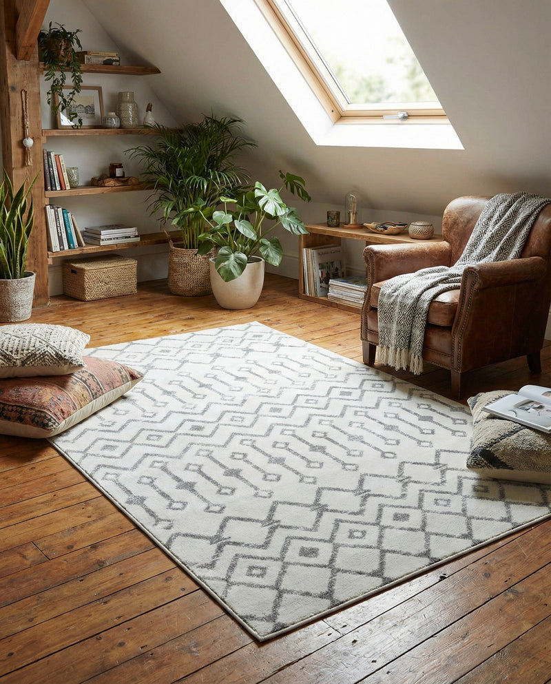 Marrakech Lattice Collection Area Rug - Medina (Ivory) Rectangle Ivory  lifestyle 15